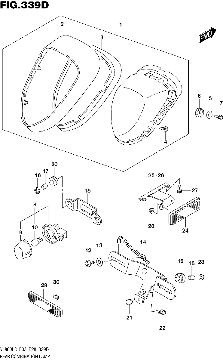 Diagrama de 339D REAR COMBINATION LAMP VL800TL8 E03