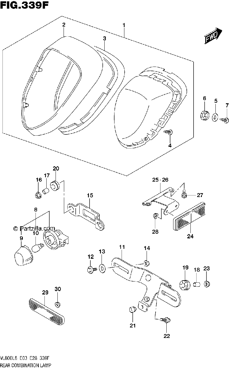 Diagrama de 339F REAR COMBINATION LAMP VL800TL8 E33