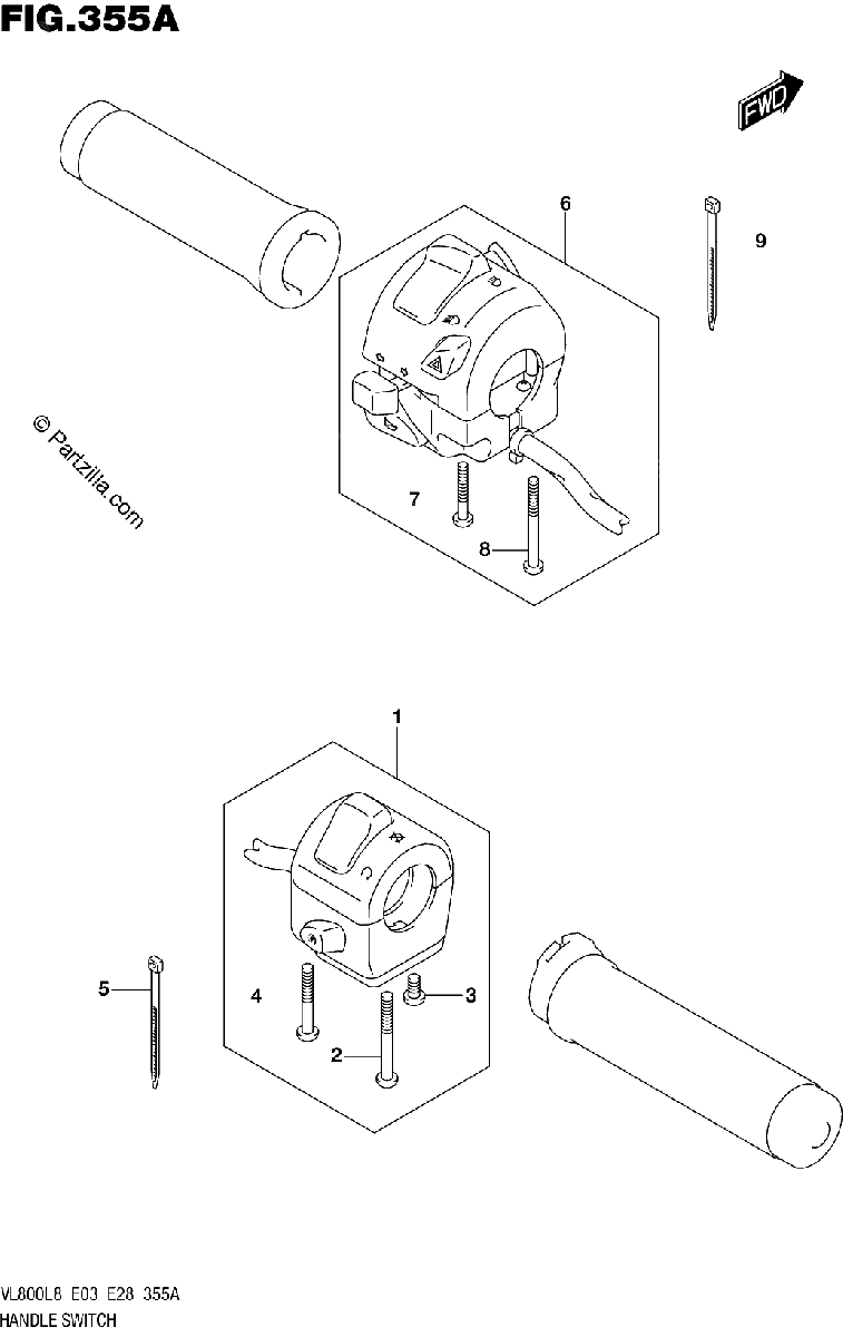 Diagrama de 355A HANDLE SWITCH