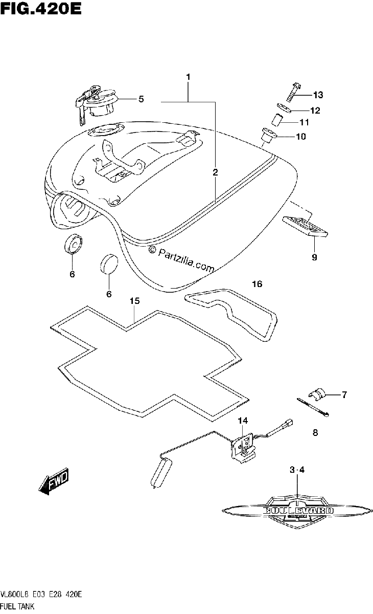 Diagrama de 420E FUEL TANK VL800TL8 E28
