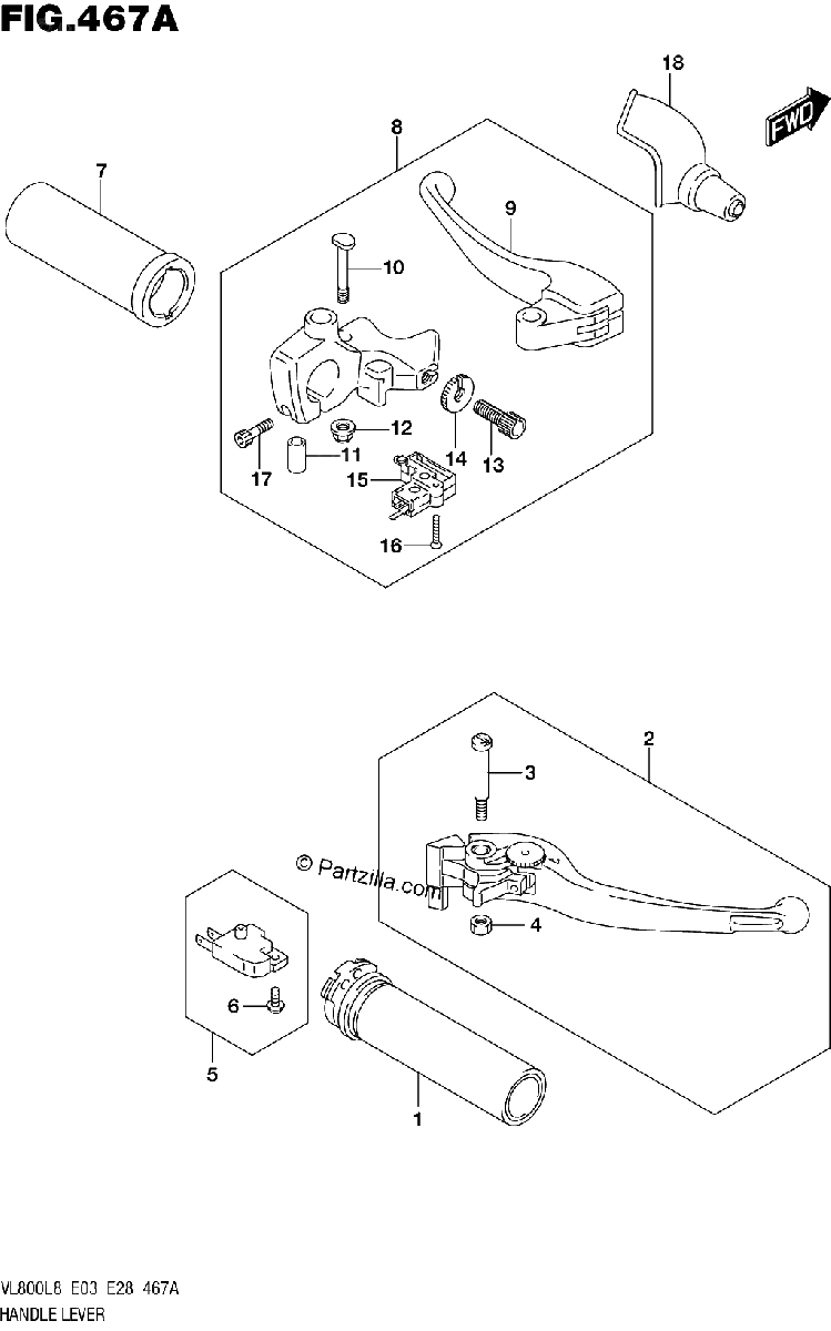 Diagrama de 467A HANDLE LEVER