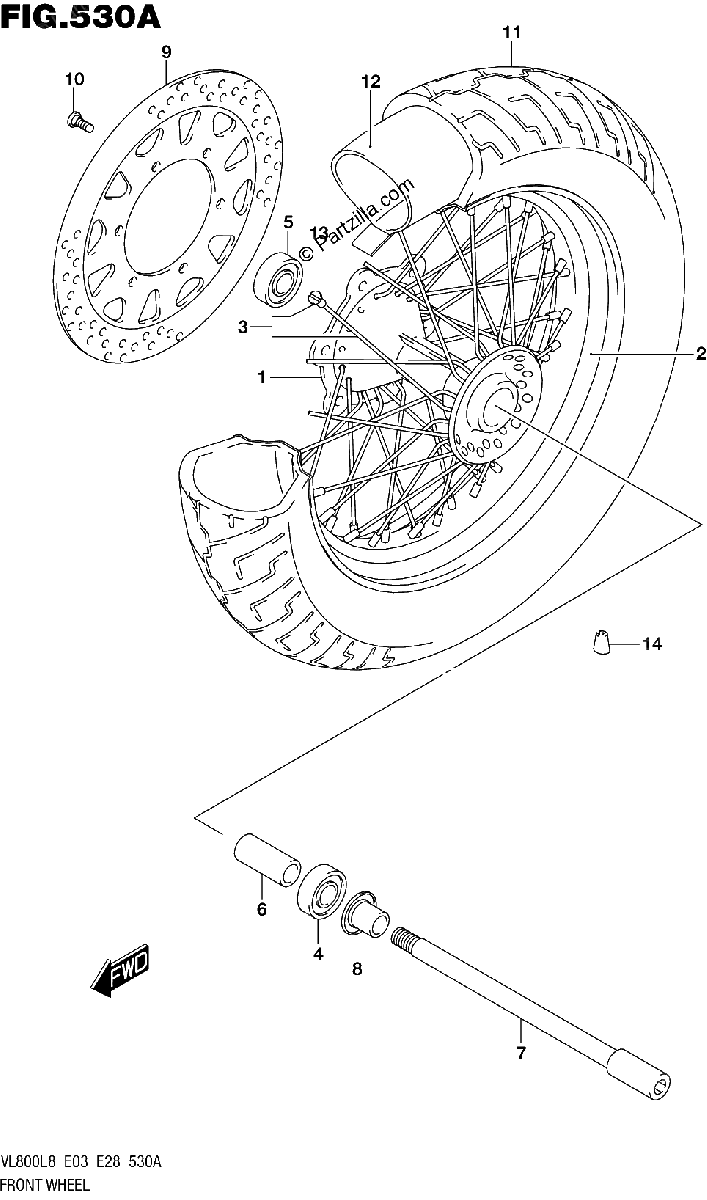 Diagrama de 530A FRONT WHEEL VL800L8 E03
