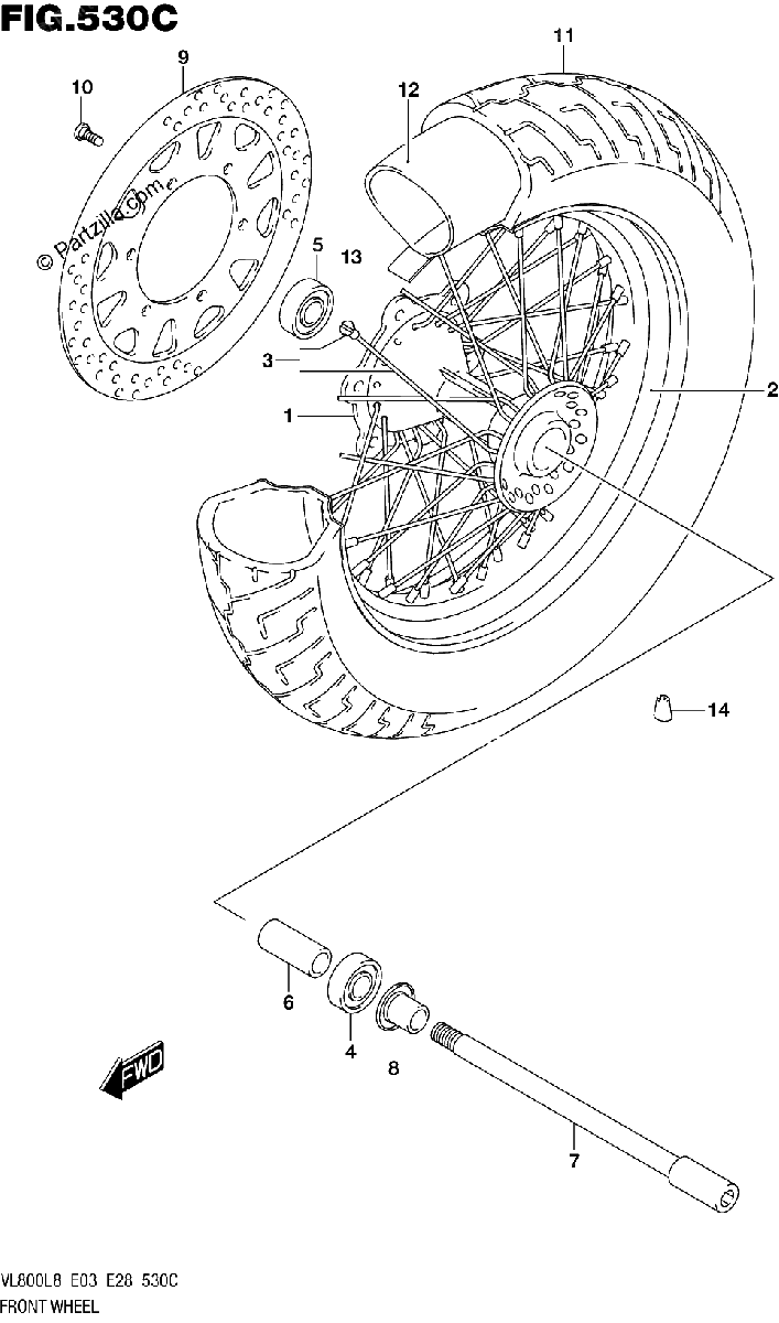 Diagrama de 530C FRONT WHEEL VL800L8 E33