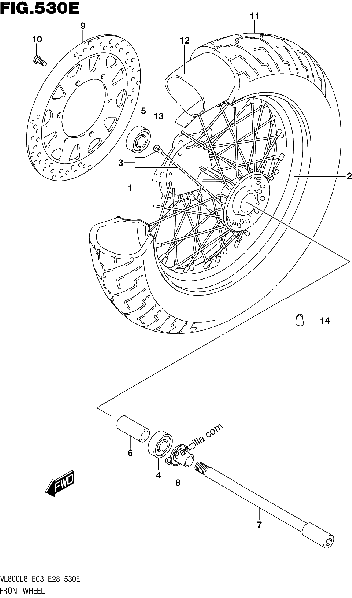 Diagrama de 530E FRONT WHEEL VL800TL8 E28
