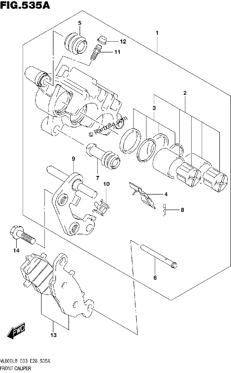 Diagrama de 535A FRONT CALIPER