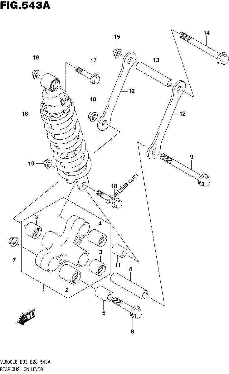 Diagrama de 543A REAR CUSHION LEVER