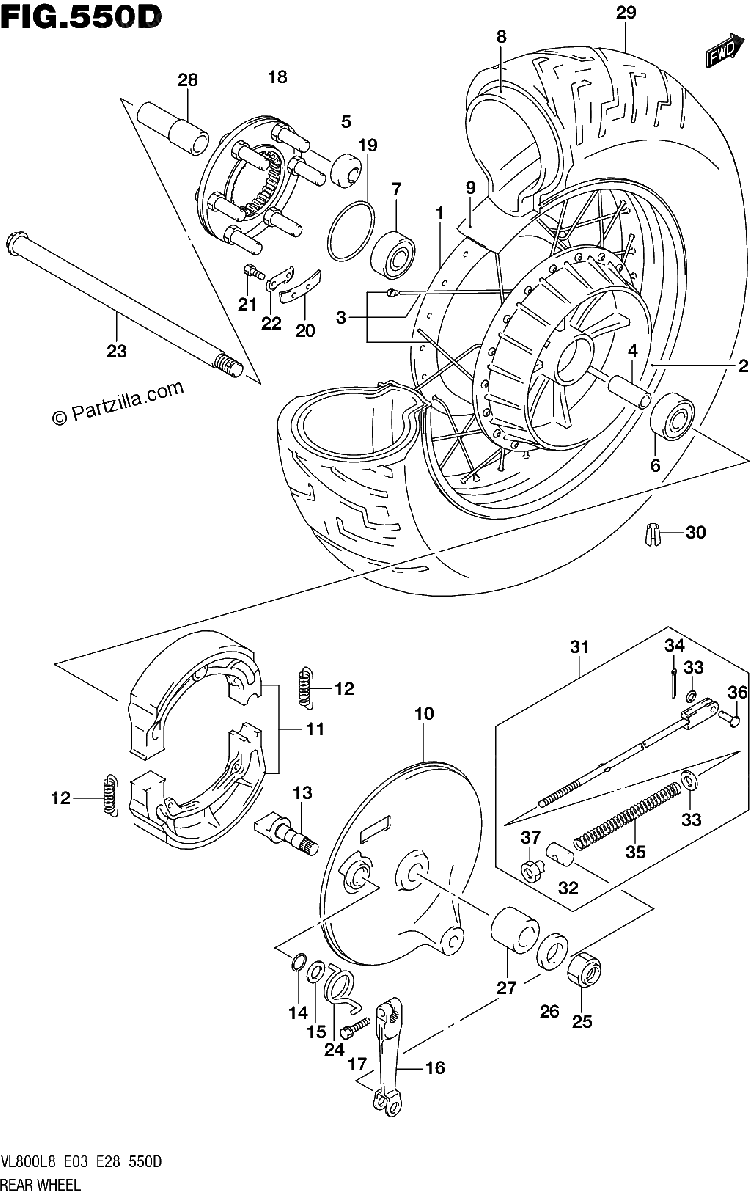 Diagrama de 550D REAR WHEEL VL800TL8 E03