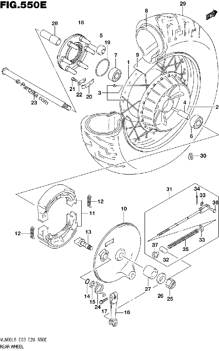 Diagrama de 550E REAR WHEEL VL800TL8 E28