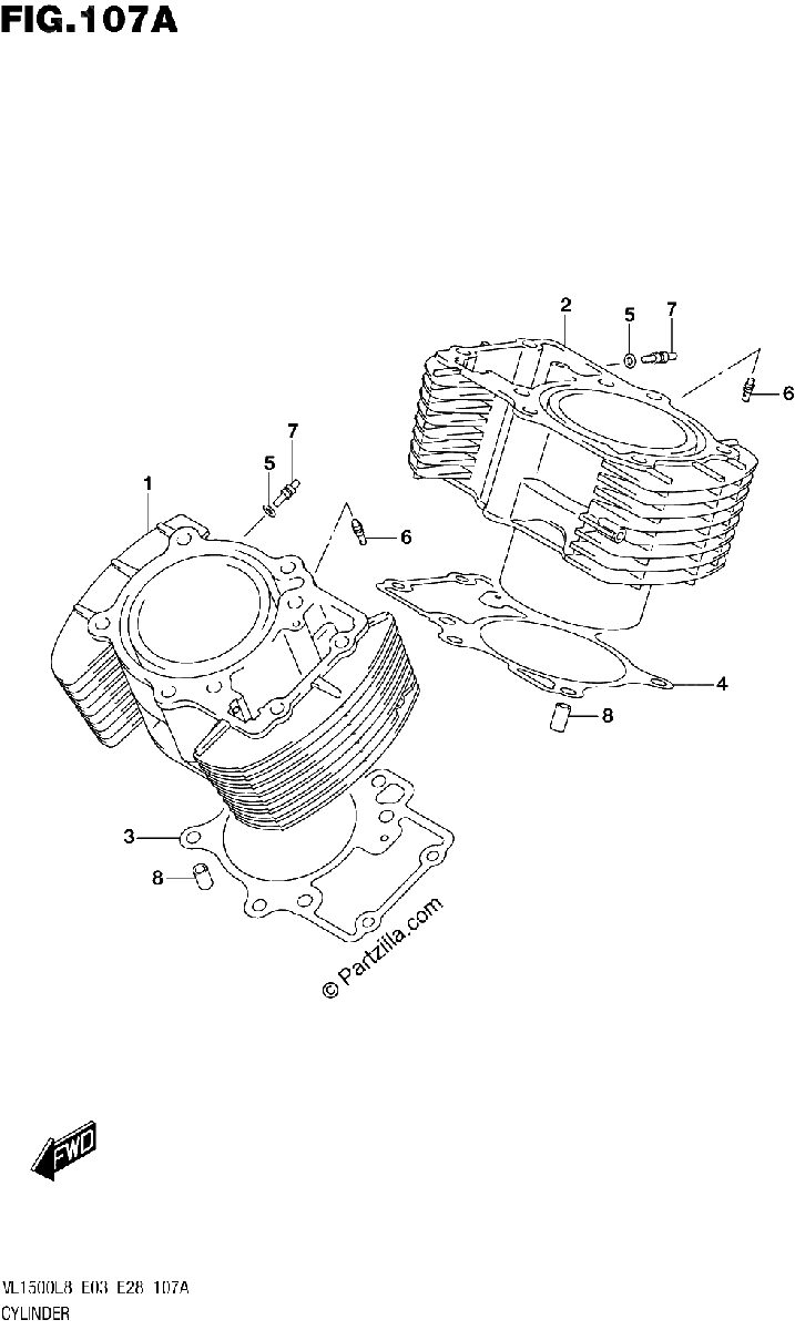 Diagrama de 107A CYLINDER VL1500BL8 E03