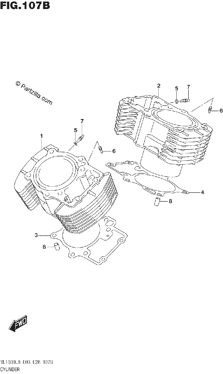 Diagrama de 107B CYLINDER VL1500BL8 E28