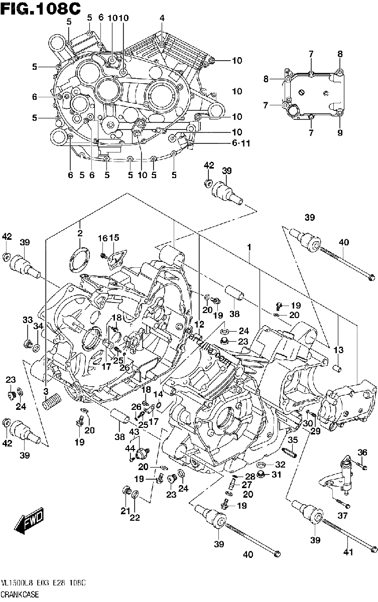 Diagrama de 108C CRANKCASE VL1500BL8 E33