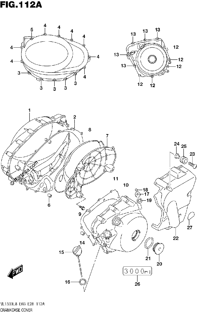 Diagrama de 112A CRANKCASE COVER VL1500BL8 E03