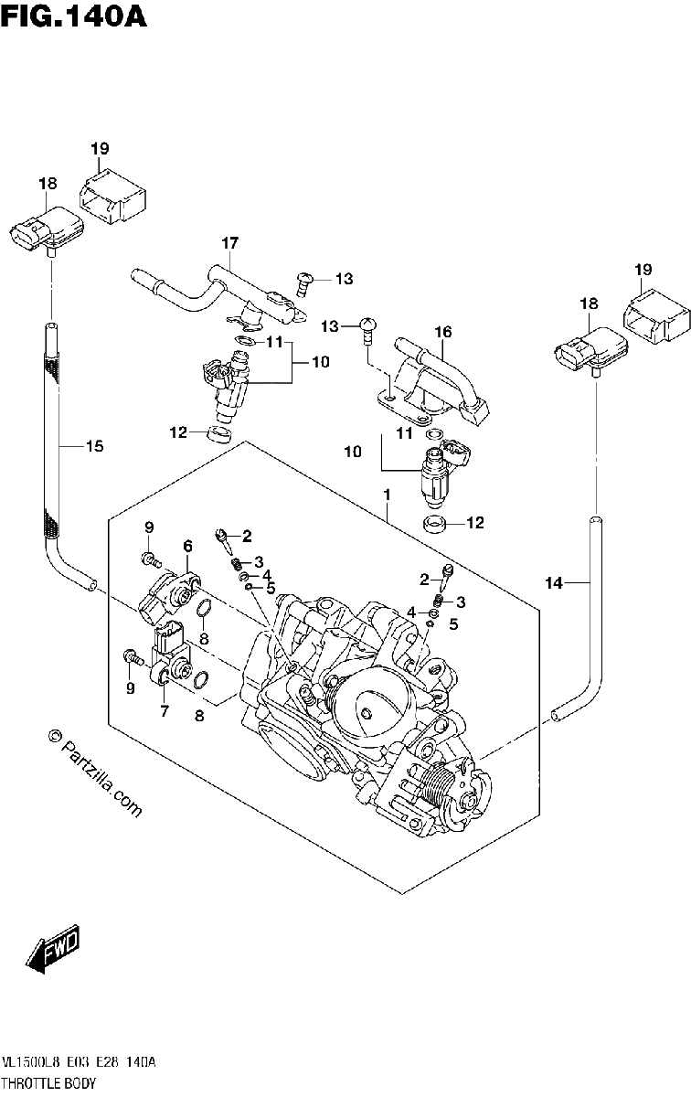Diagrama de 140A THROTTLE BODY VL1500BL8 E03