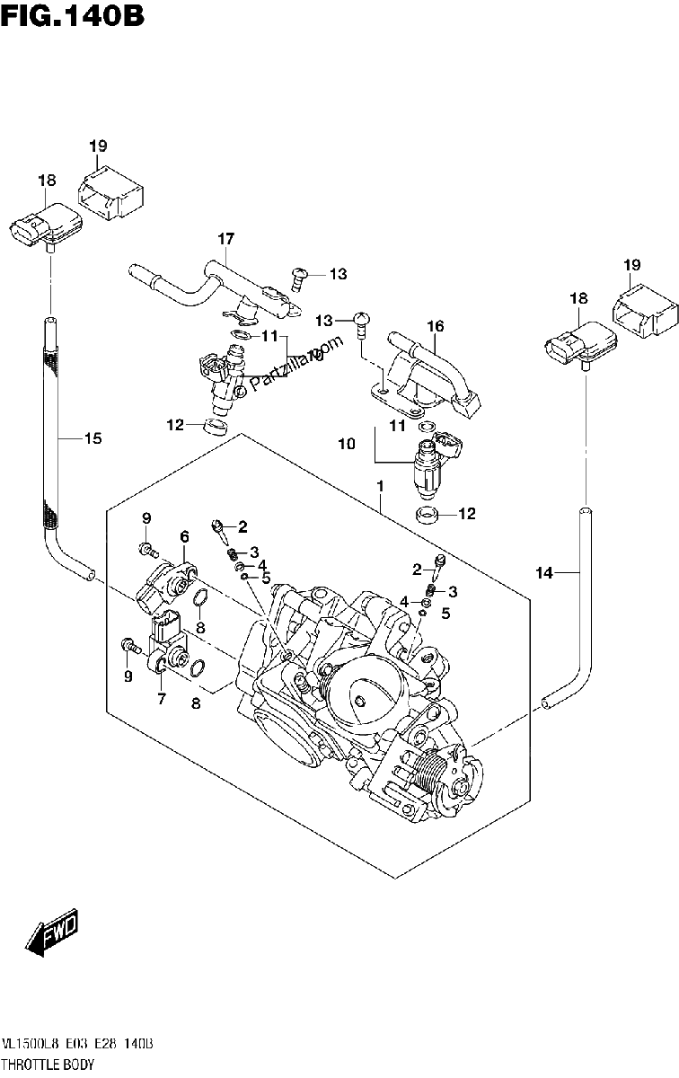 Diagrama de 140B THROTTLE BODY VL1500BL8 E28