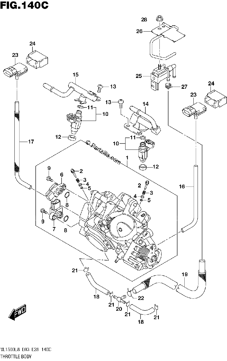 Diagrama de 140C THROTTLE BODY VL1500BL8 E33