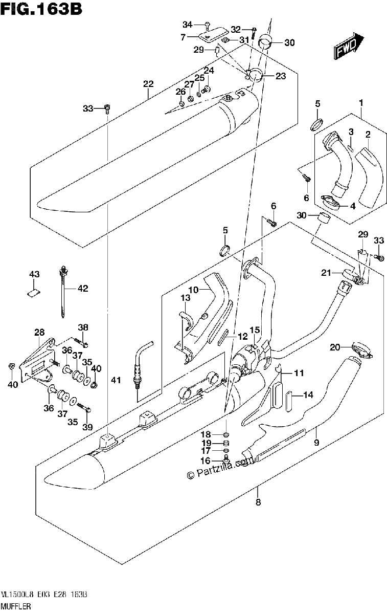 Diagrama de 163B MUFFLER VL1500BL8 E28