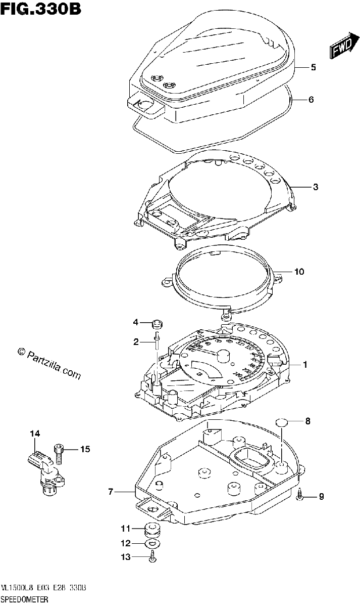 Diagrama de 330B SPEEDOMETER VL1500BL8 E28