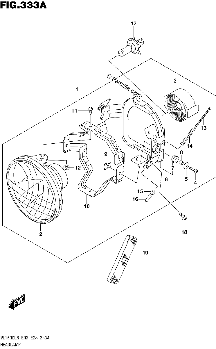 Diagrama de 333A HEADLAMP