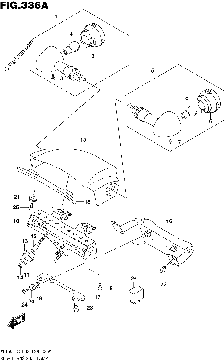 Diagrama de 336A REAR TURNSIGNAL LAMP VL1500BL8 E03