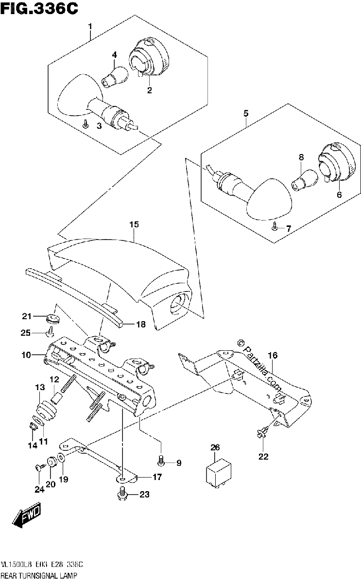 Diagrama de 336C REAR TURNSIGNAL LAMP VL1500BL8 E33