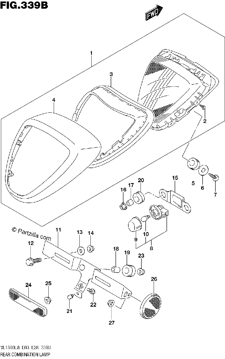 Diagrama de 339B REAR COMBINATION LAMP VL1500BL8 E28