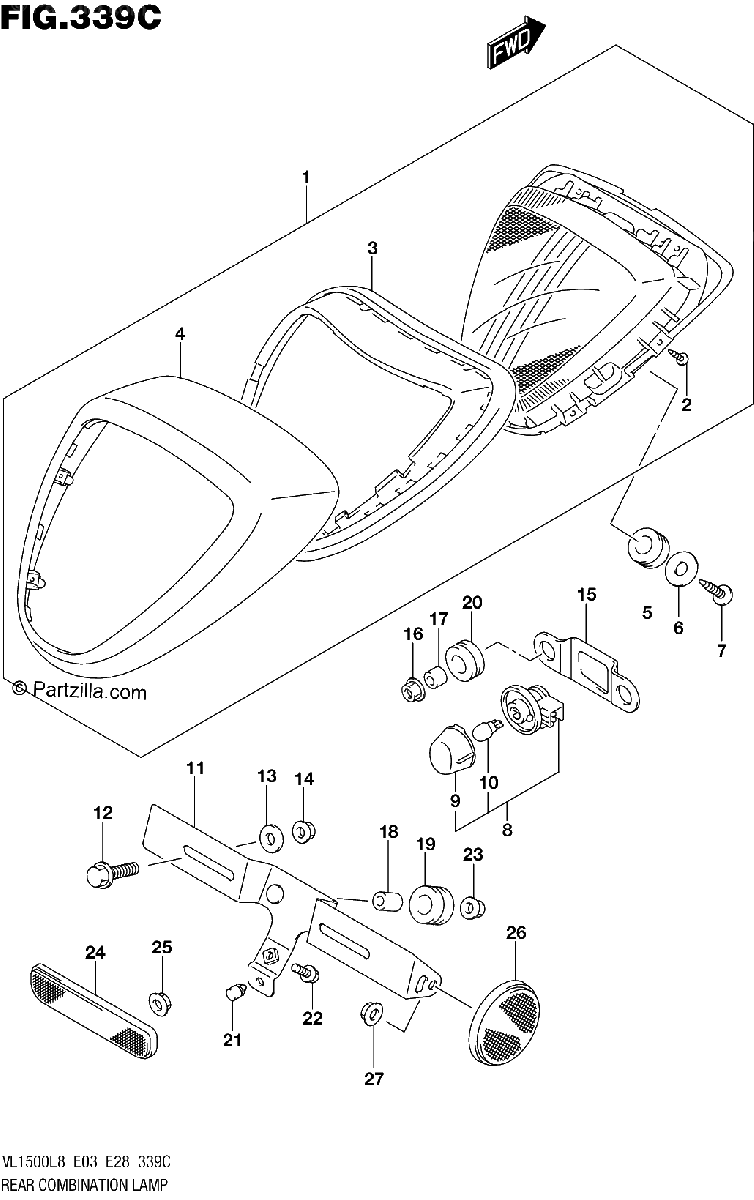 Diagrama de 339C REAR COMBINATION LAMP VL1500BL8 E33