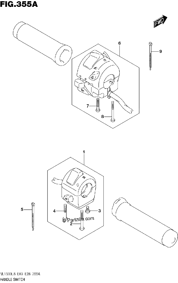 Diagrama de 355A HANDLE SWITCH VL1500BL8 E03