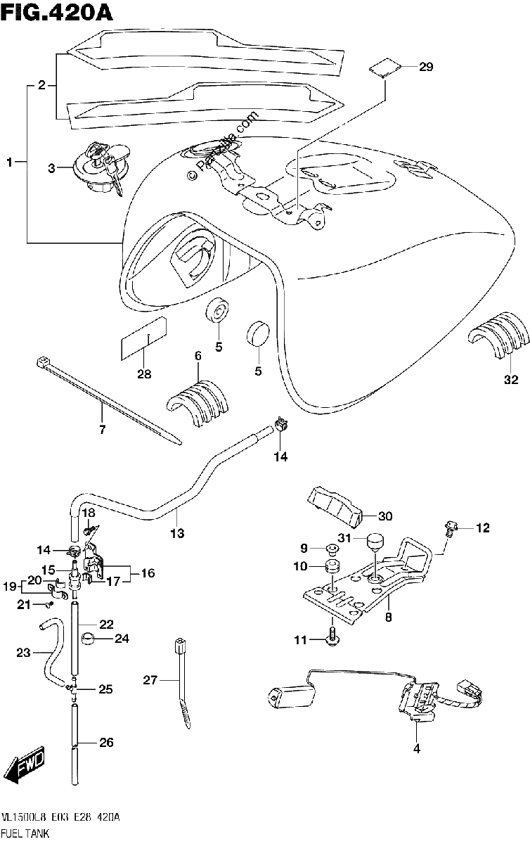 Diagrama de 420A FUEL TANK VL1500BL8 E03