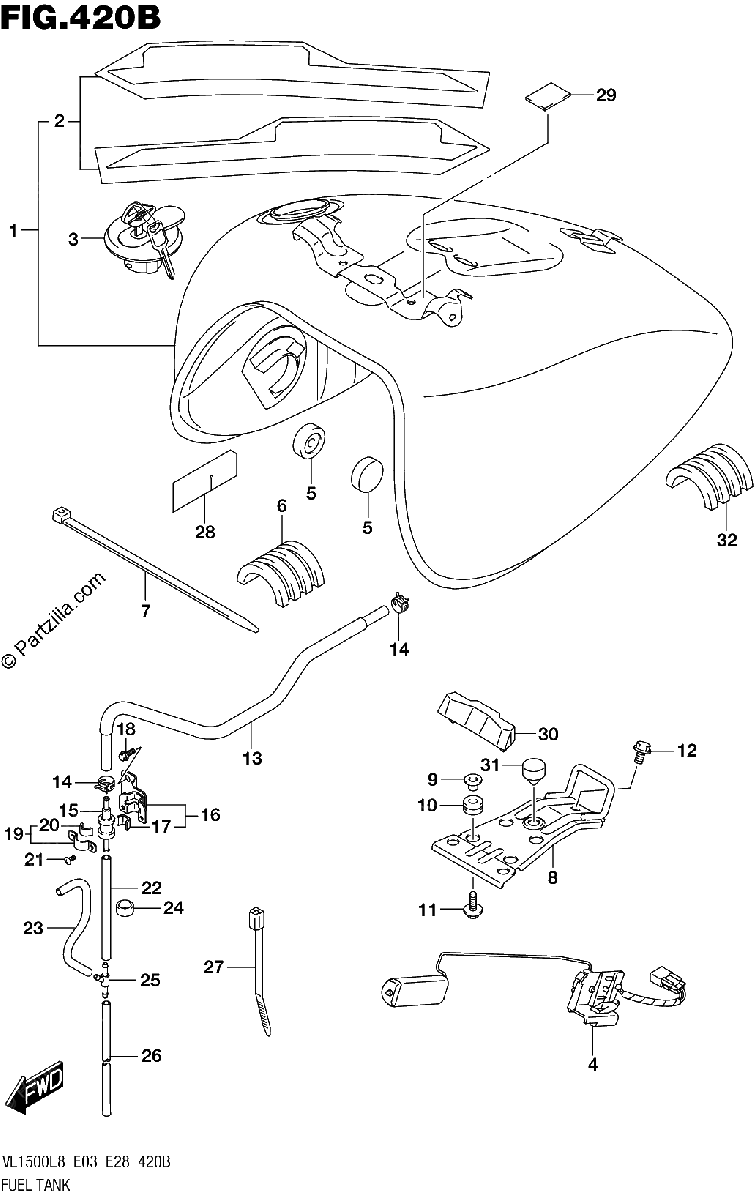Diagrama de 420B FUEL TANK VL1500BL8 E28