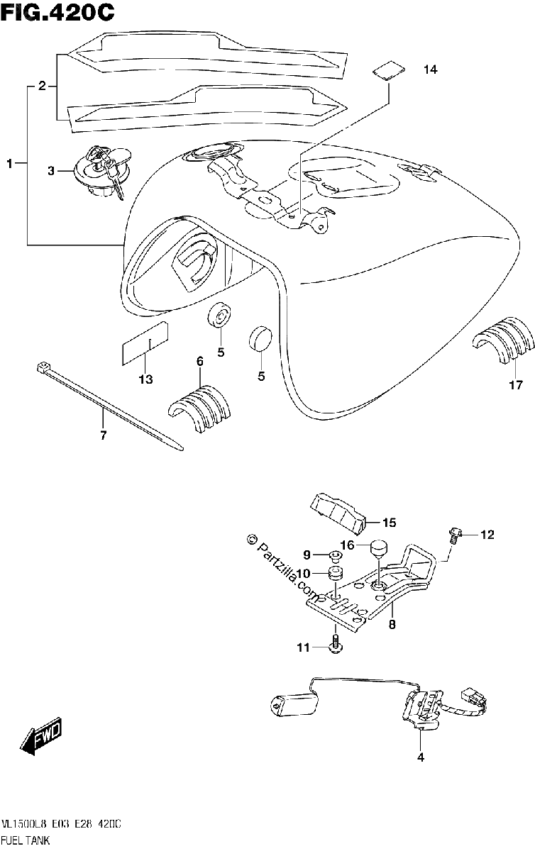Diagrama de 420C FUEL TANK VL1500BL8 E33