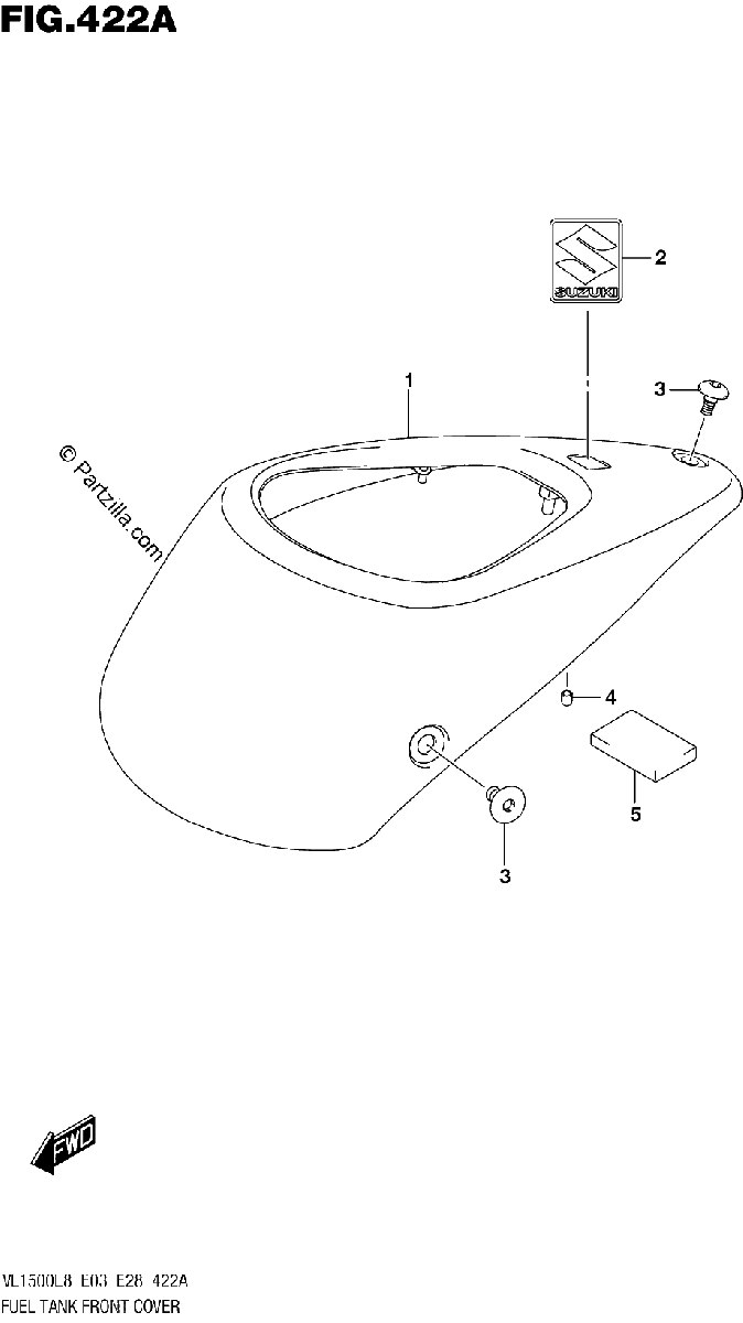 Diagrama de 422A FUEL TANK FRONT COVER VL1500BL8 E03
