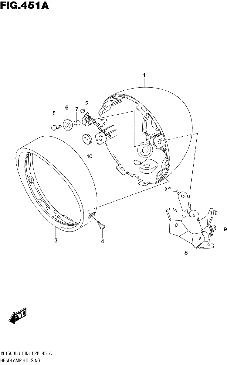 Diagrama de 451A HEADLAMP HOUSING VL1500BL8 E03