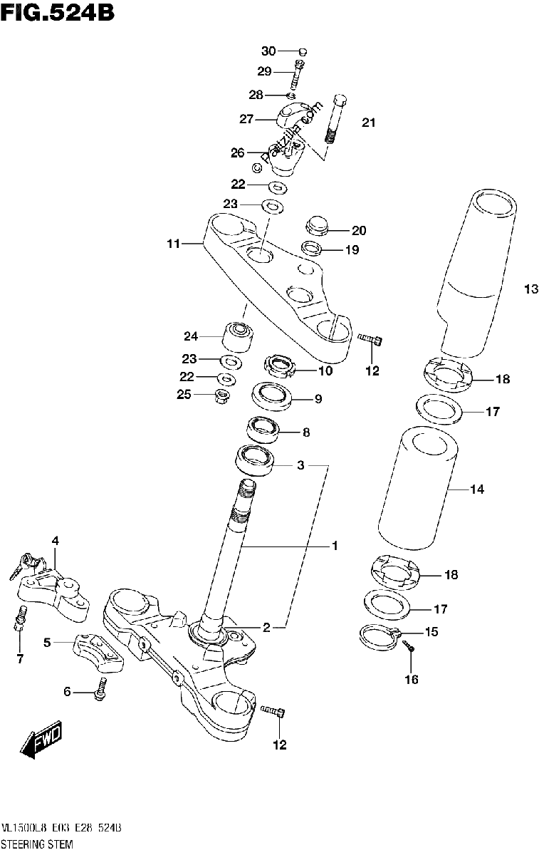 Diagrama de 524B STEERING STEM VL1500BL8 E28