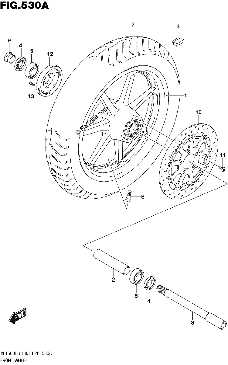 Diagrama de 530A FRONT WHEEL VL1500BL8 E03