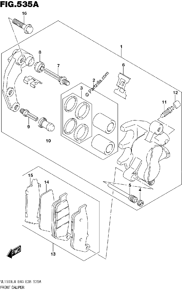 Diagrama de 535A FRONT CALIPER VL1500BL8 E03