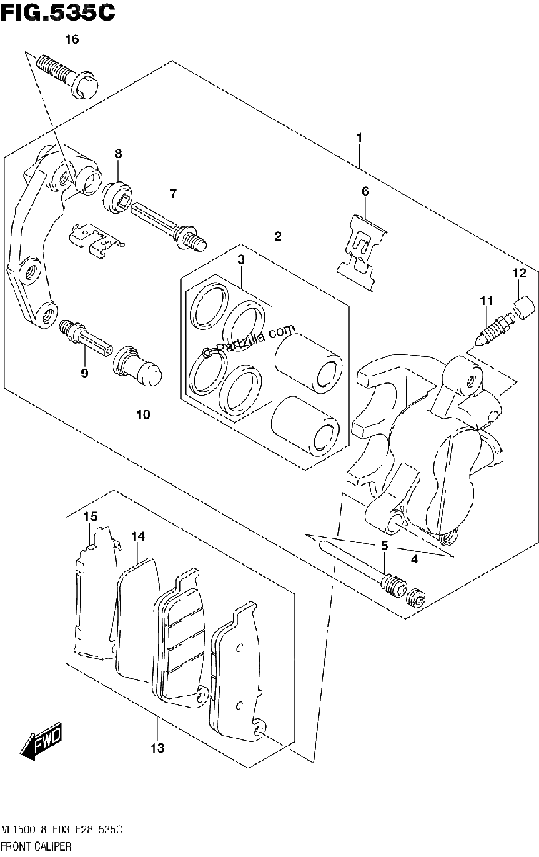Diagrama de 535C FRONT CALIPER VL1500BL8 E33