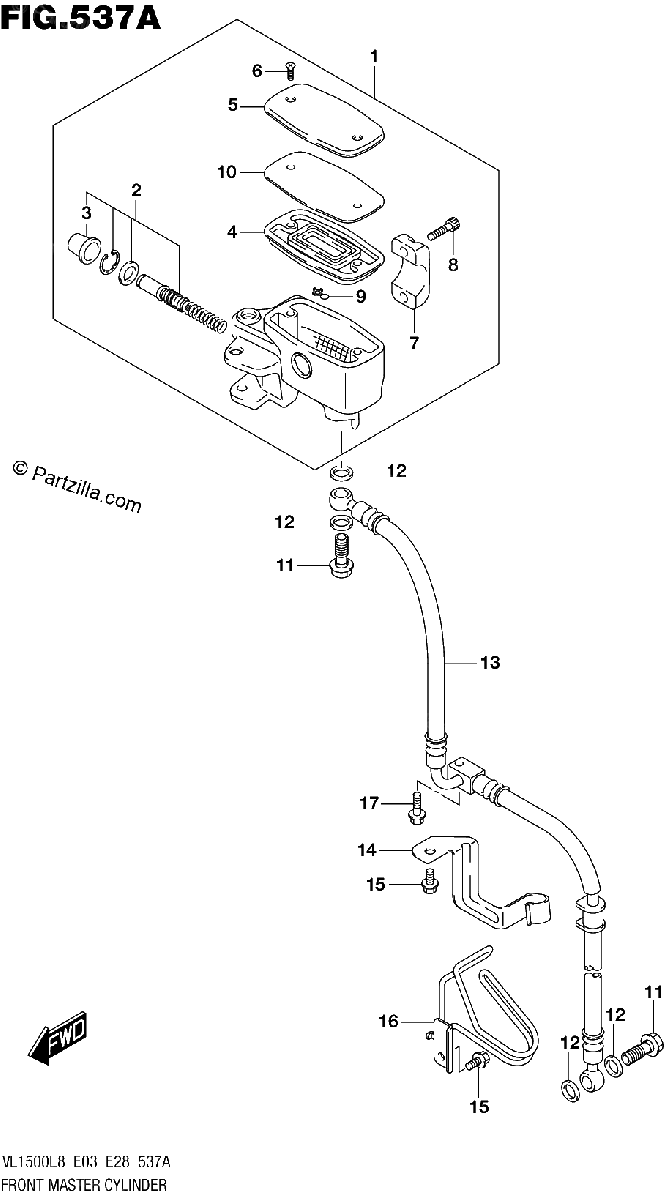 Diagrama de 537A FRONT MASTER CYLINDER VL1500BL8 E03