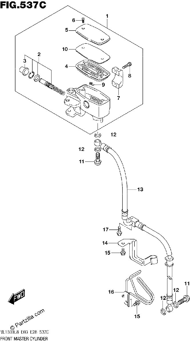 Diagrama de 537C FRONT MASTER CYLINDER VL1500BL8 E33