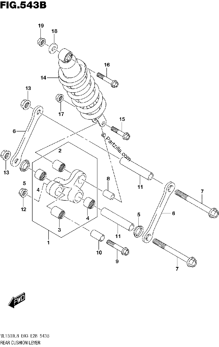 Diagrama de 543B REAR CUSHION LEVER VL1500BL8 E28