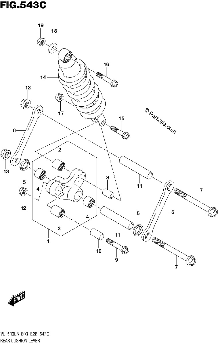 Diagrama de 543C REAR CUSHION LEVER VL1500BL8 E33