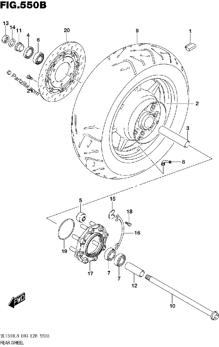 Diagrama de 550B REAR WHEEL VL1500BL8 E28