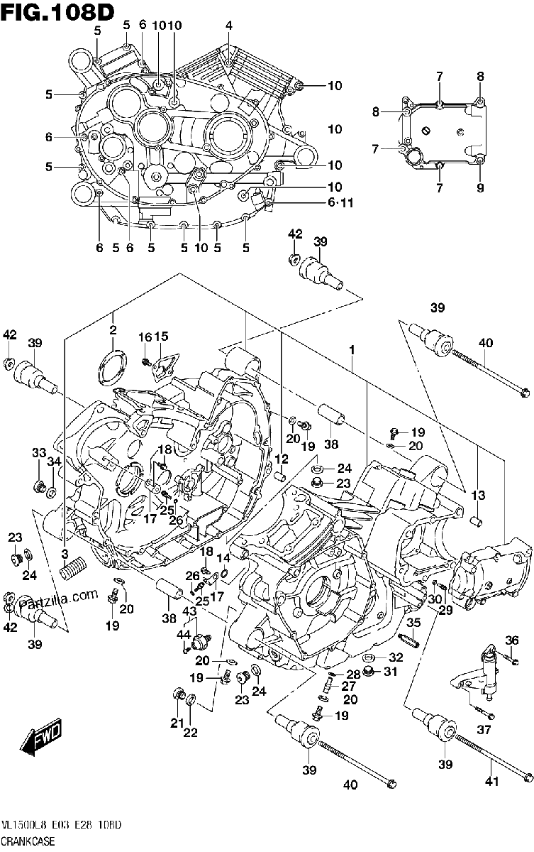 Diagrama de 108D CRANKCASE VL1500BTL8 E28