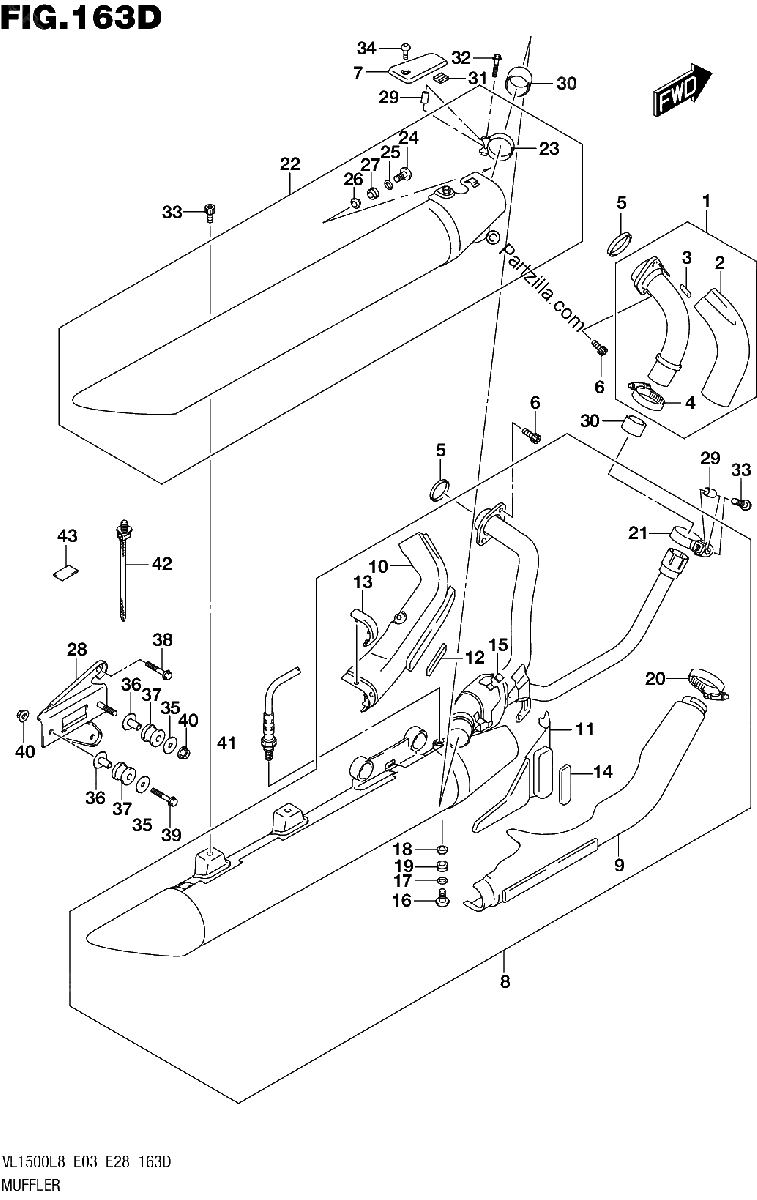 Diagrama de 163D MUFFLER VL1500BTL8 E28