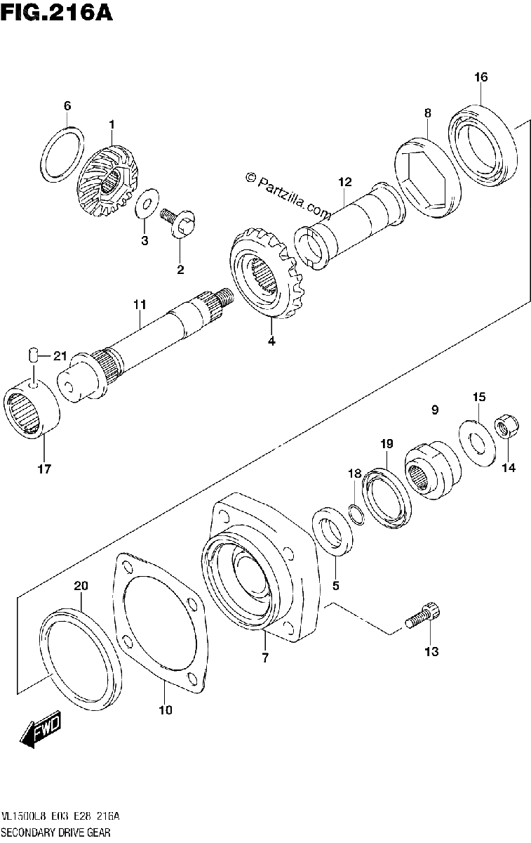 Diagrama de 216A SECONDARY DRIVE GEAR