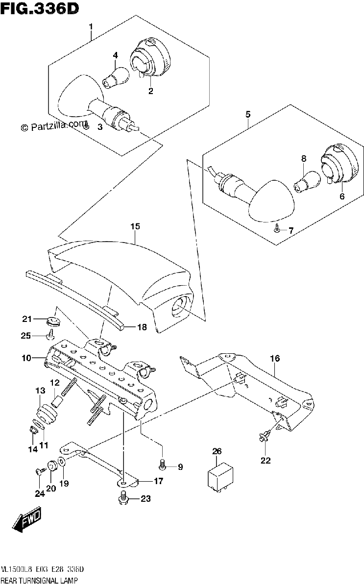 Diagrama de 336D REAR TURNSIGNAL LAMP VL1500BTL8 E28