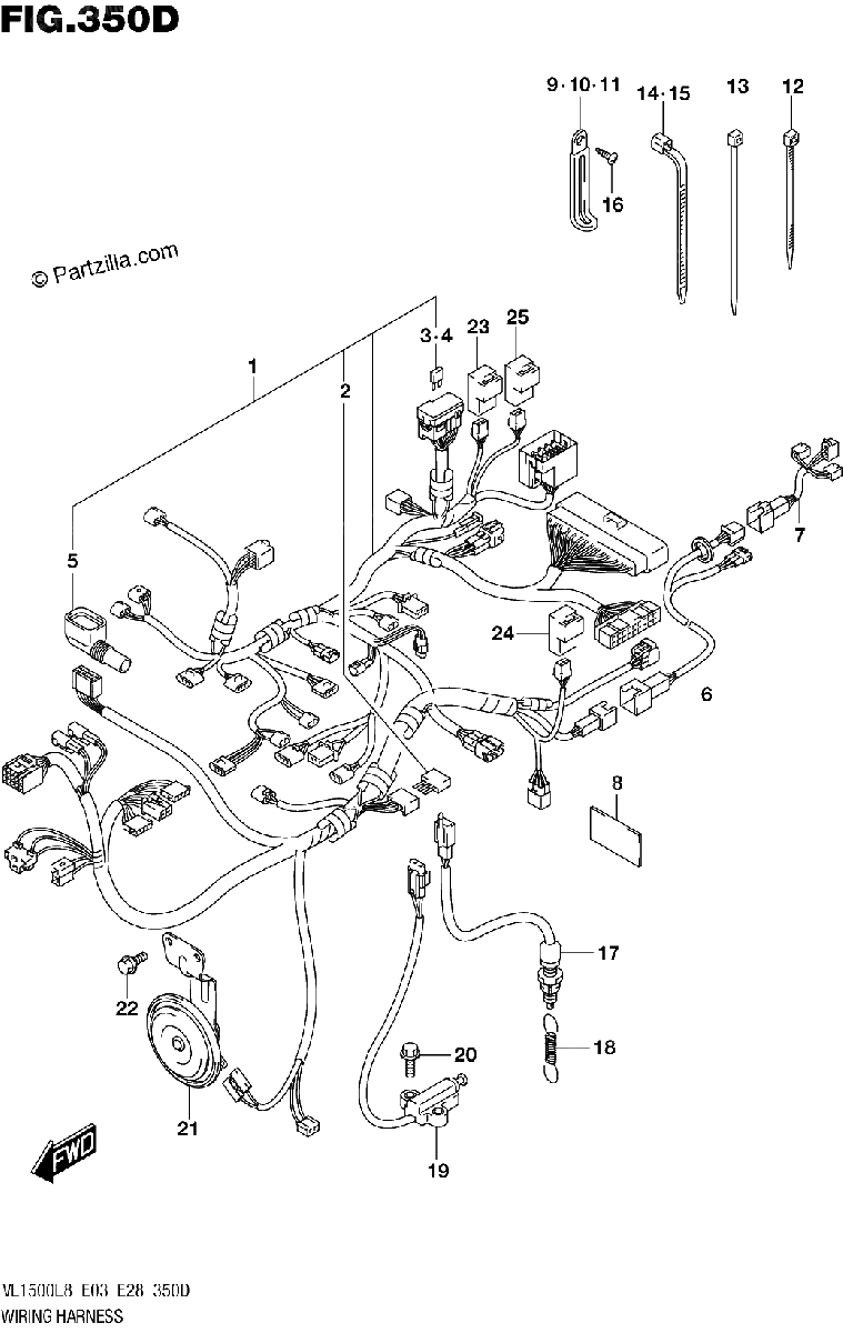 Diagrama de 350D WIRING HARNESS VL1500BTL8 E28