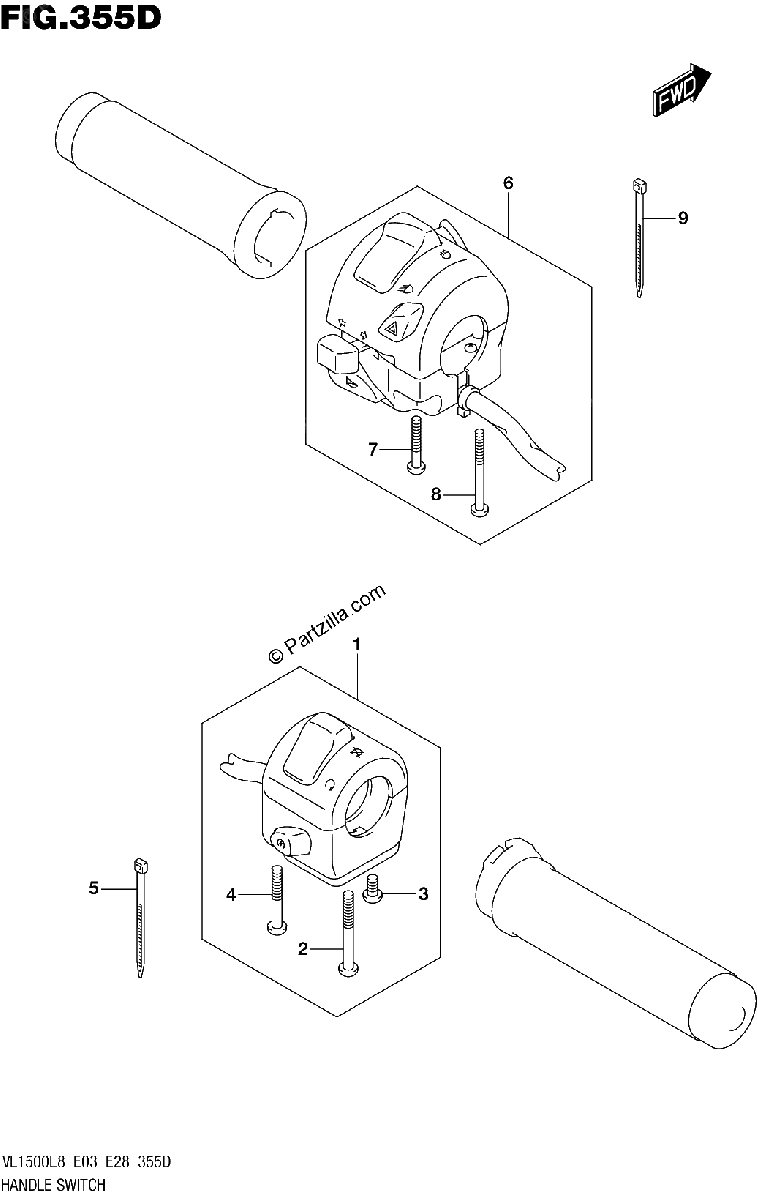Diagrama de 355D HANDLE SWITCH VL1500BTL8 E28