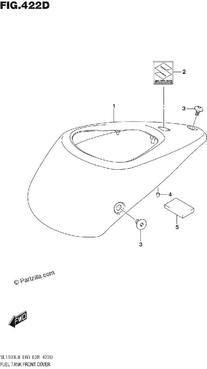 Diagrama de 422D FUEL TANK FRONT COVER VL1500BTL8 E28