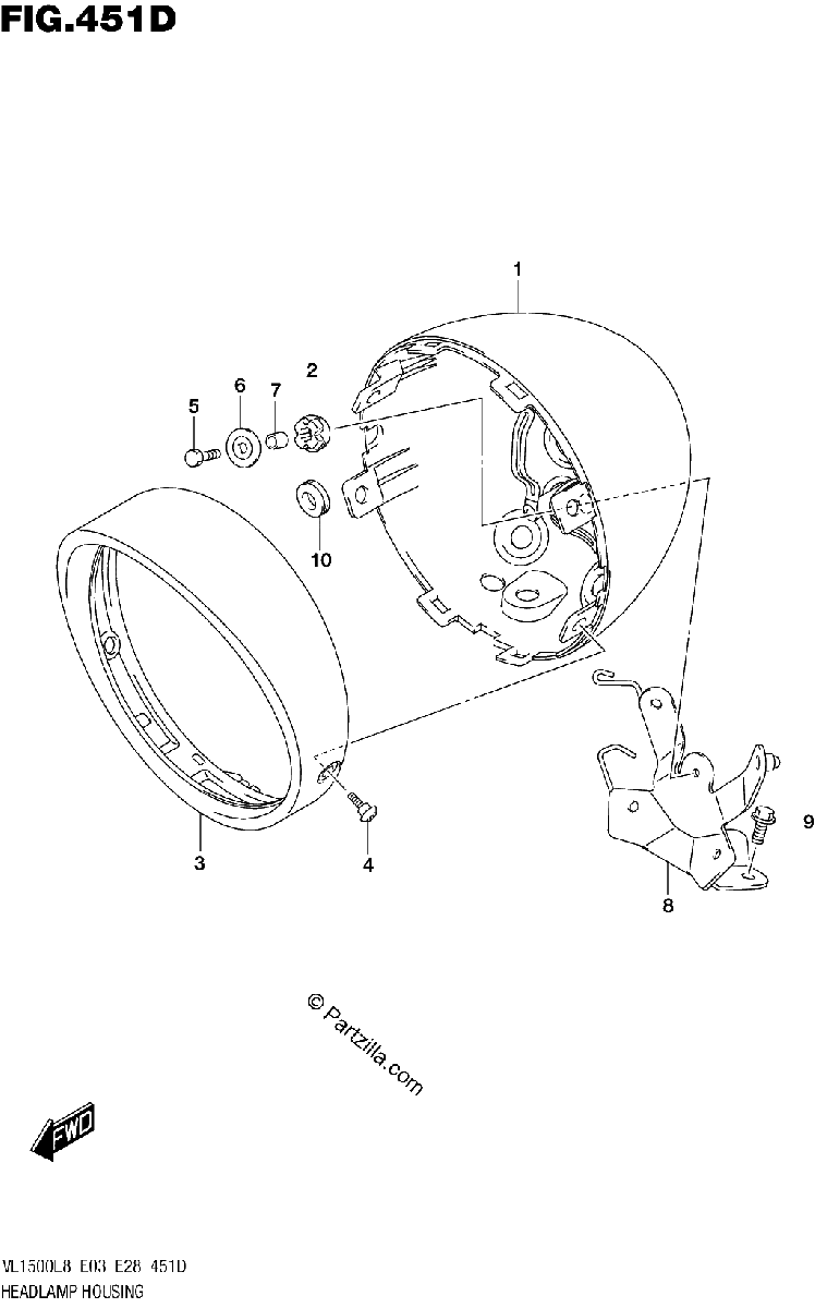 Diagrama de 451D HEADLAMP HOUSING VL1500BTL8 E28