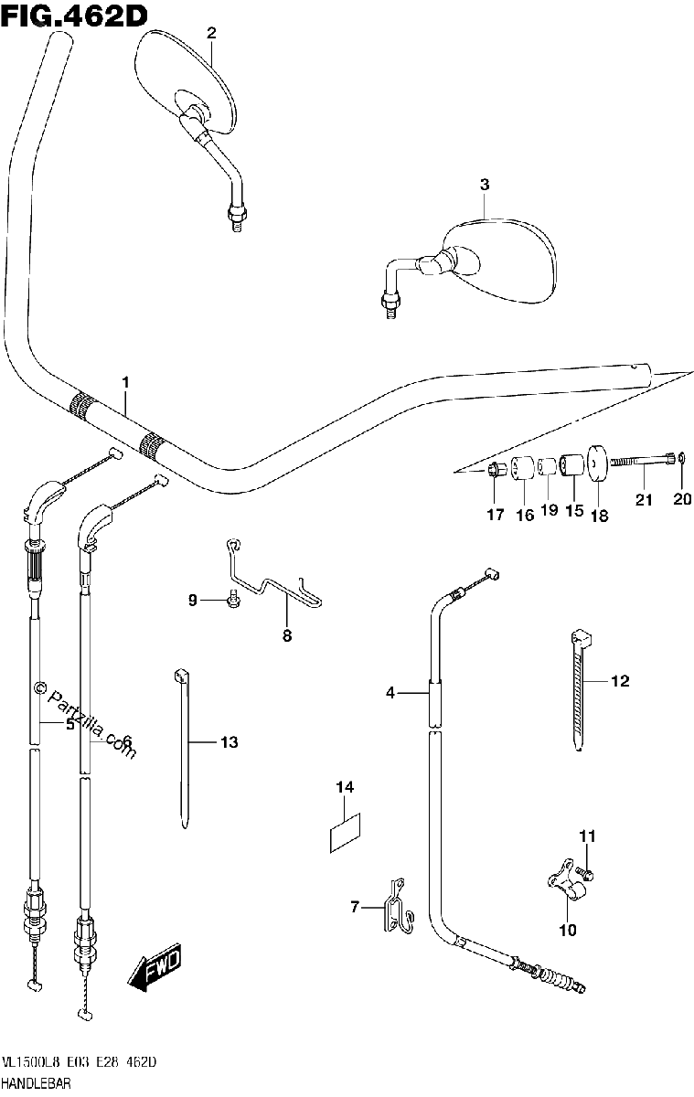 Diagrama de 462D HANDLEBAR VL1500BTL8 E28